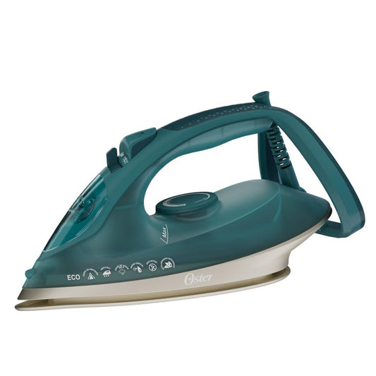 Oster Plancha de Vapor, AeroGlide Max S7800, con Golpe de Vapor 200 g/min, Recubrimiento Metálico Cerámico, Suela con más Cobertura, Aeroceramic, Eco, Apagado Automático, Verde Oscuro, GCSTAC7802-013