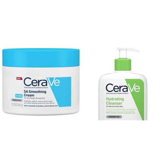 Cerave Sa Crema Alisadora Anti - Rugosidades |340Gr| Crema Exfoliante De Uso Corporal Para Piel Aspera Y Rugosa + Limpiadora Hidratante |237ml| Limpiador facial diario para piel seca