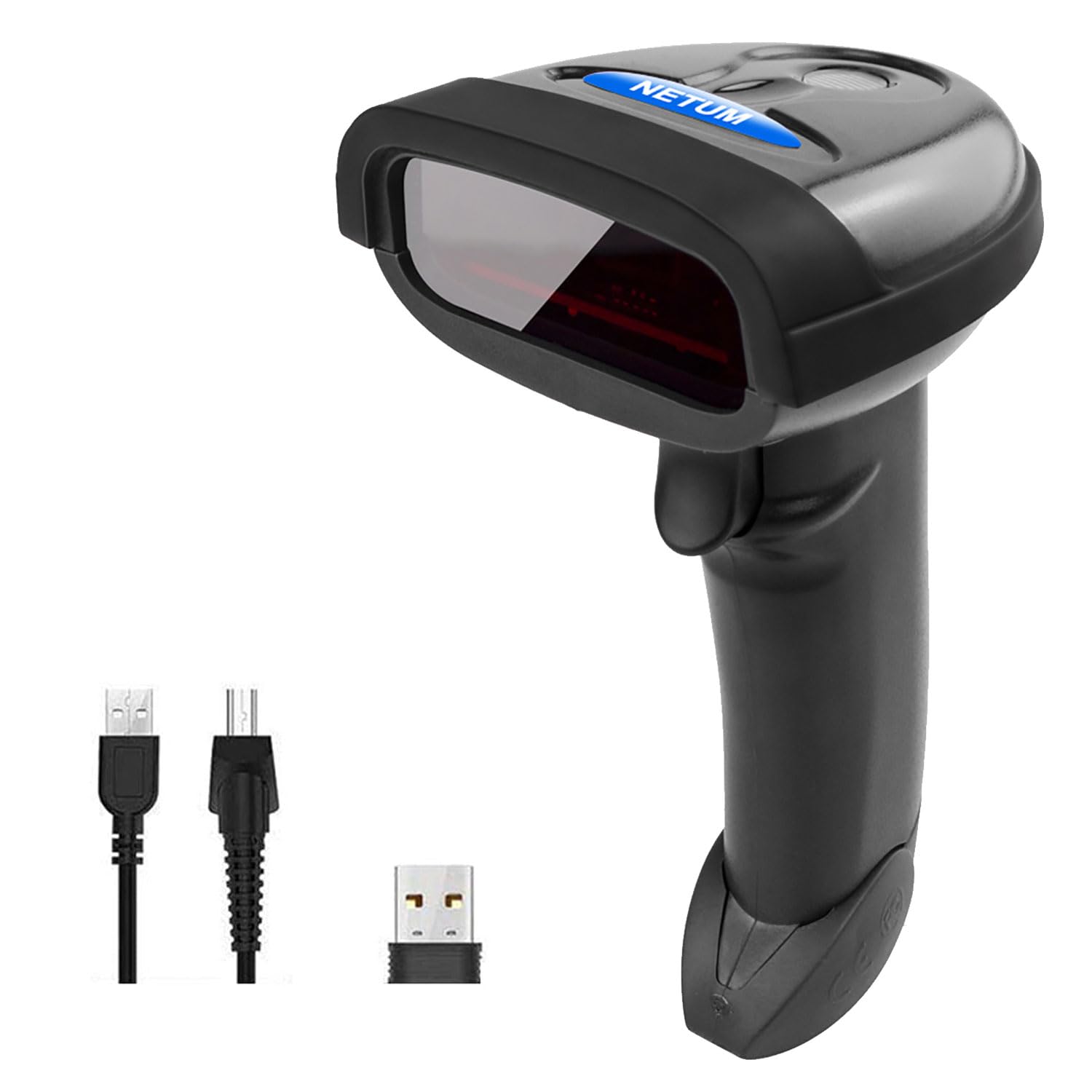 Escáner de Código de Barras NETUM Negro Inalámbrico y con Cable USB 2 en 1 Recargable