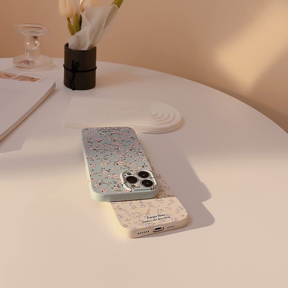 Ownest Funda Compatible con iPhone 14 (6.1"), Floral Rosa Flor Patrón Lindo Diseño para Mujeres Chicas, Moda Delgado Suave Flexible de Goma TPU Funda para iPhone 14 - Blanco