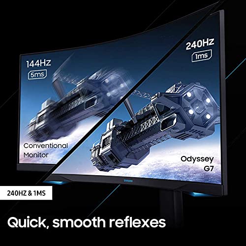 Monitor Curvado SAMSUNG Odyssey G7 Series WQHD Juegos 240 Hz 1 ms HDMI G-Sync FreeSync Premium Pro