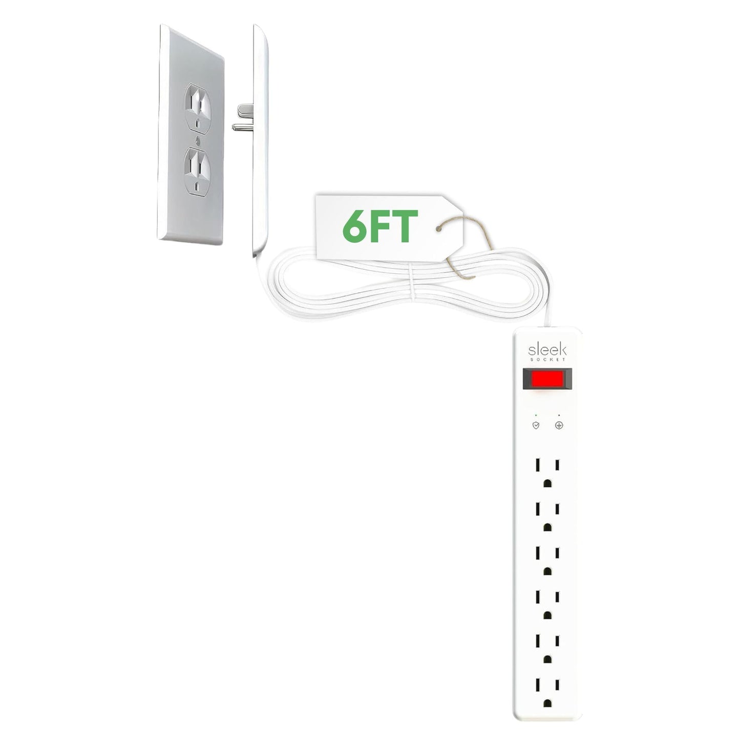 Cubierta de Toma de Corriente Sleek Socket Blanca ultra Fina con 3 Tomas