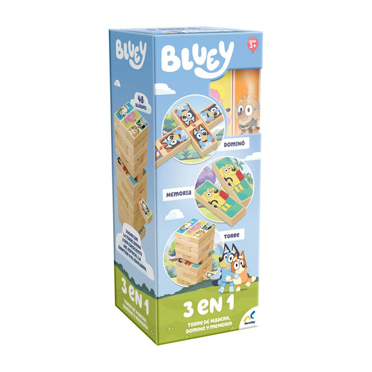 Juego De Torre De Madera Novelty Bluey 3 En 1