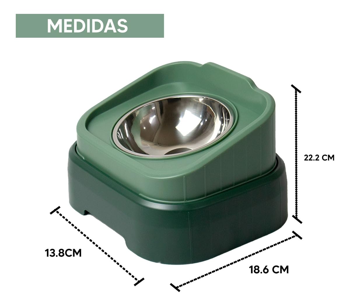 JAUZ IMPROVEMENT Comedero para Perros Antideslizante Acero Inoxidable 2 En 1 (Mod. J0172)
