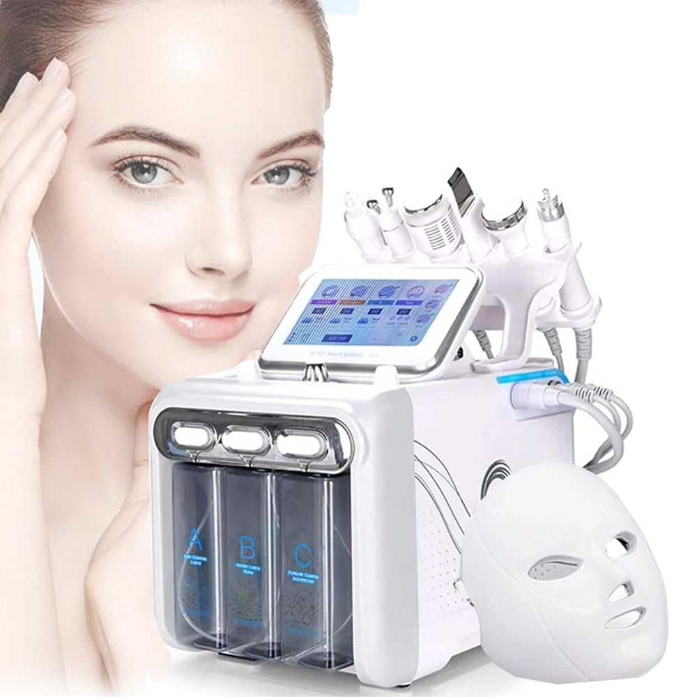 Máquina Facial de Oxígeno de Hidrógeno 7 en 1, Instrumento de Belleza de Burbujas Pequeñas, Diamante Dermoabrasión, Multifuncional de Limpieza Hydro Portátil, para el Hogar, Spa