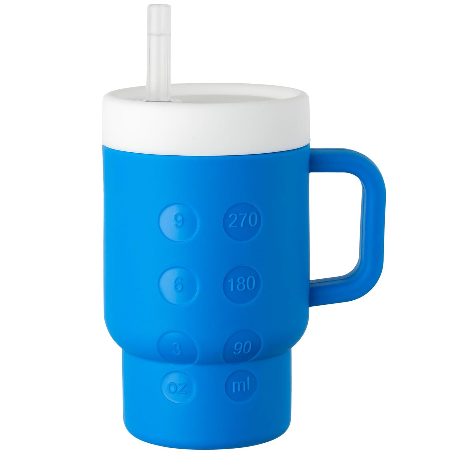 TAKYIT - Mini vaso de silicona para niños de 14 onzas con mango y pajita, fácil de limpiar, fomenta la hidratación