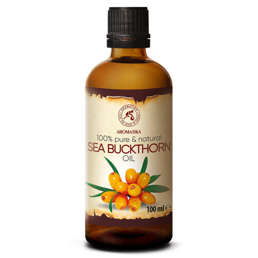 Aceite Orgánico de Espino Amarillo 100ml - Prensado en Frío - Cuidado Intensivo Rostro, Cabello y Piel - Protección UV, Anti-edad - Botella de Cristal - Compra en Línea