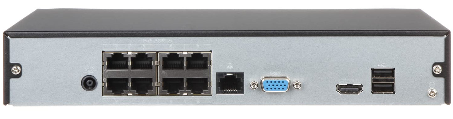Dahua NVR Technology Lite DHI-NVR1108HS-8P-S3/H, 8 Canales, 1920 x 1080 Pixeles, 1080p, 8 TB, SATA, -10-45 C