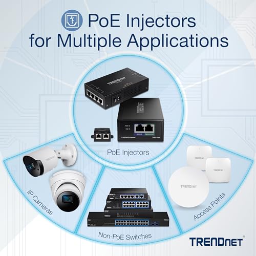 TRENDnet Inyector PoE+ 2.5G TPE-215GI, Convierte Puerto No PoE a PoE+ 2.5G, Fuente de Alimentación Integrada, Compatible 2.5GBASE-T