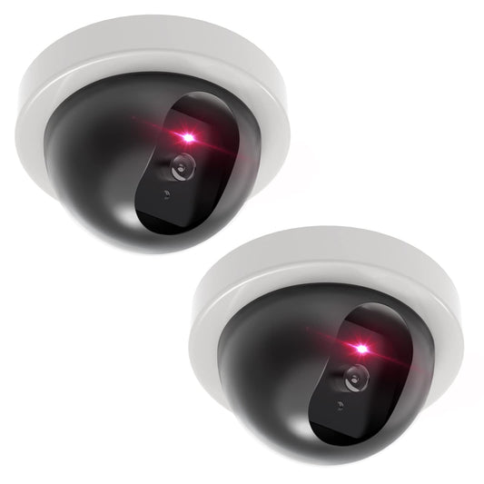 Cámara Domo de Seguridad WALI Blanco con LED Roja y Calcomanías, Paquete de 2