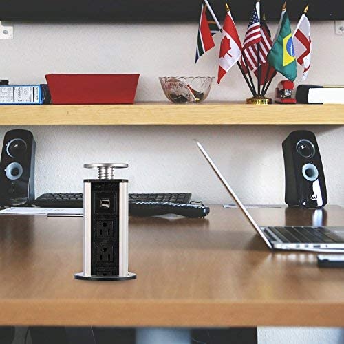Brrnoo - Torre de alimentación multicontacto para Mesa con USB y 2 Puertos USB para Oficina y hogar