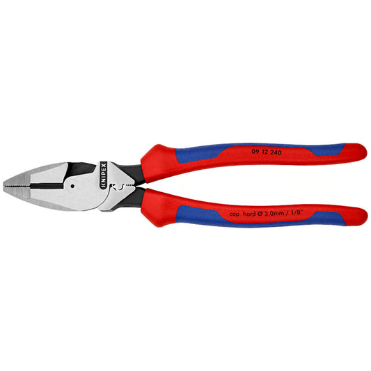 Knipex 09 12 240 SB Alicate Universal Lineman's Pliers Modelo Americano Atramentado con Fundas en Dos Componentes, 240 mm, color negro
