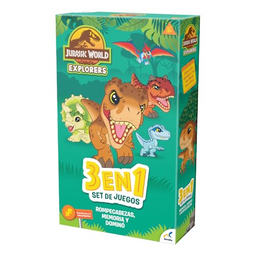 Set de Juegos Novelty Corp Jurassic World Memoria Dominó y Rompecabezas
