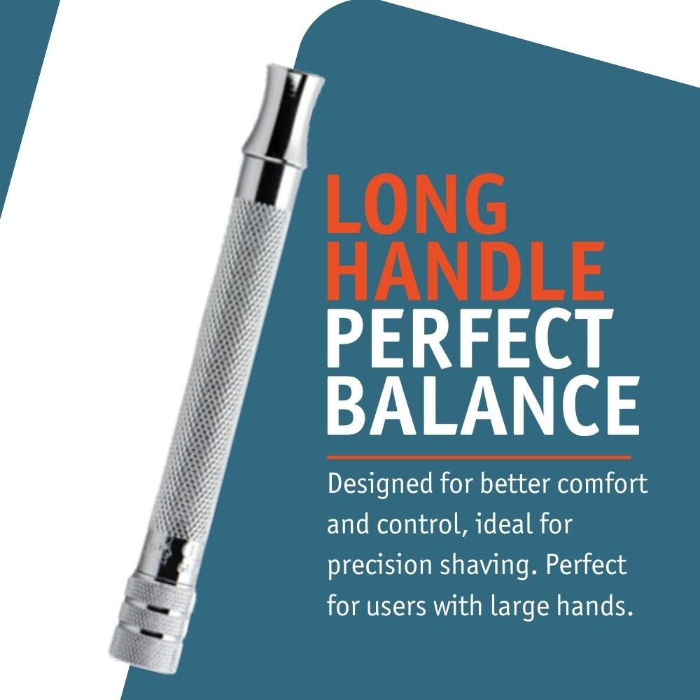 Merkur® - Cuchilla de afeitar clásica de 3 piezas con doble borde, MK-23C, maquinilla de afeitar