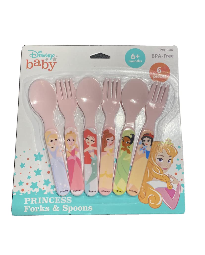 Disney Baby Princess - Juego de tenedores y cucharas de 6 piezas