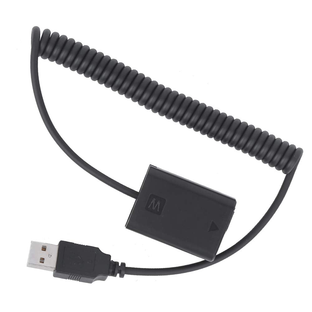 S erounder Adaptador de Fuente de alimentación USB a FW50 Adaptador de alimentación de decodificación Completa Batería Falsa para A7/A7II/A7R/A7S/A7RII