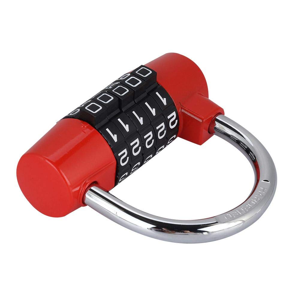Candado de 5 dígitos, Cerradura de casillero Aleación de zinc, U forma de Cerradura Combinación de Puerta Maleta para gimnasio, Escuela, Hogar, Oficina, Viajes, Gabinete, Bicicleta(roja)