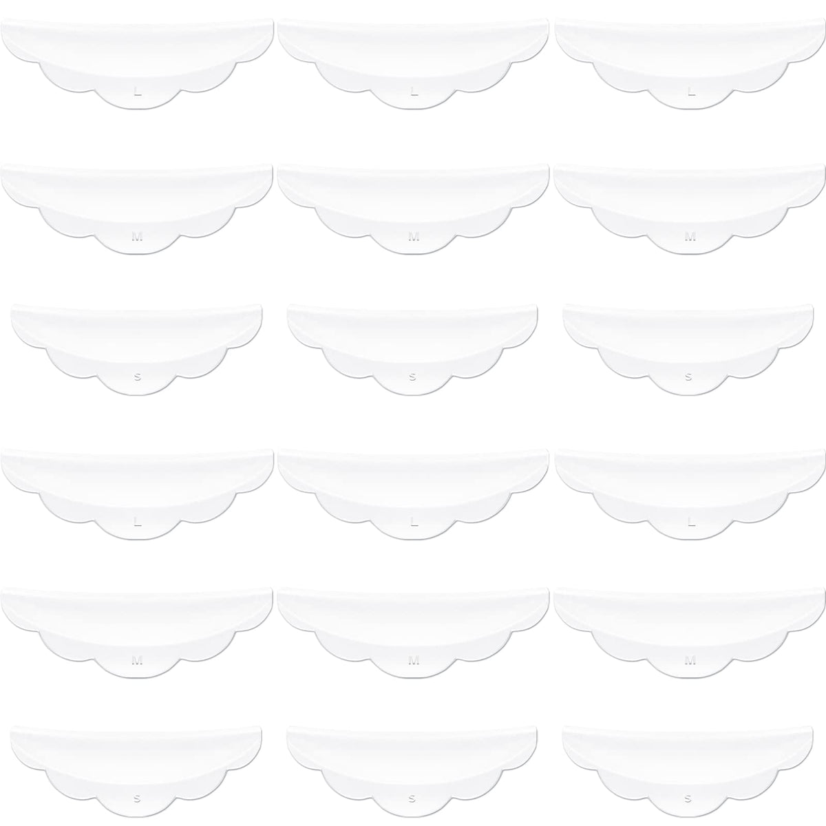 48 Piece Silicone Eyelash Perming Curler (S, M, L), Eyelash Perm Silicone Pad, Lash Lift Rods Makeup Tool (White)
