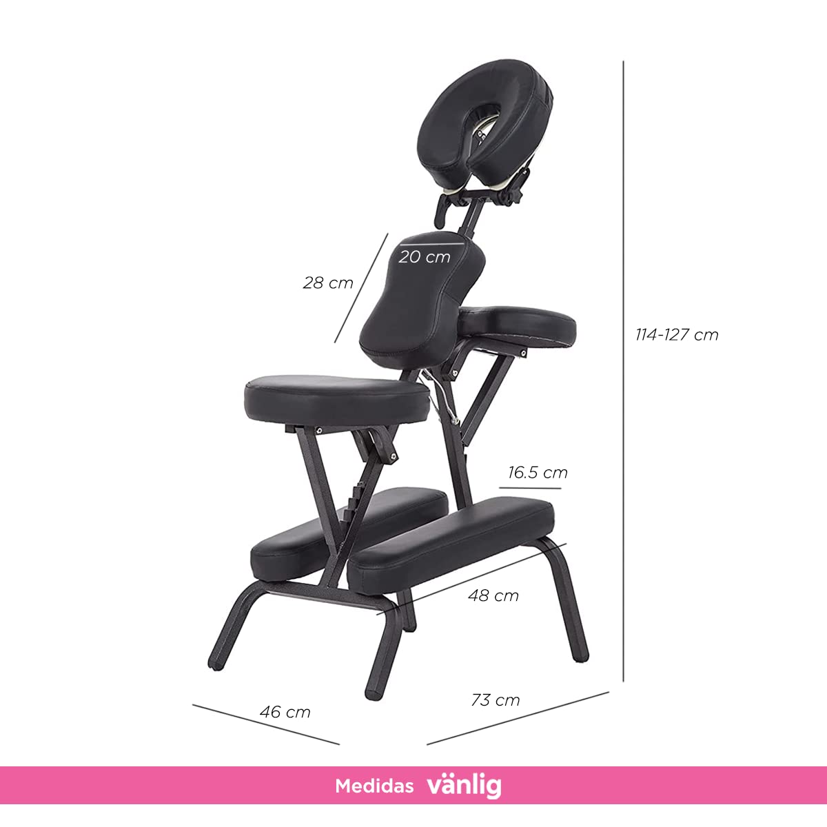 Silla de Masaje VANLIG Negro Shiatsu SPA Plegable y Ajustable para Relajación Antiestrés