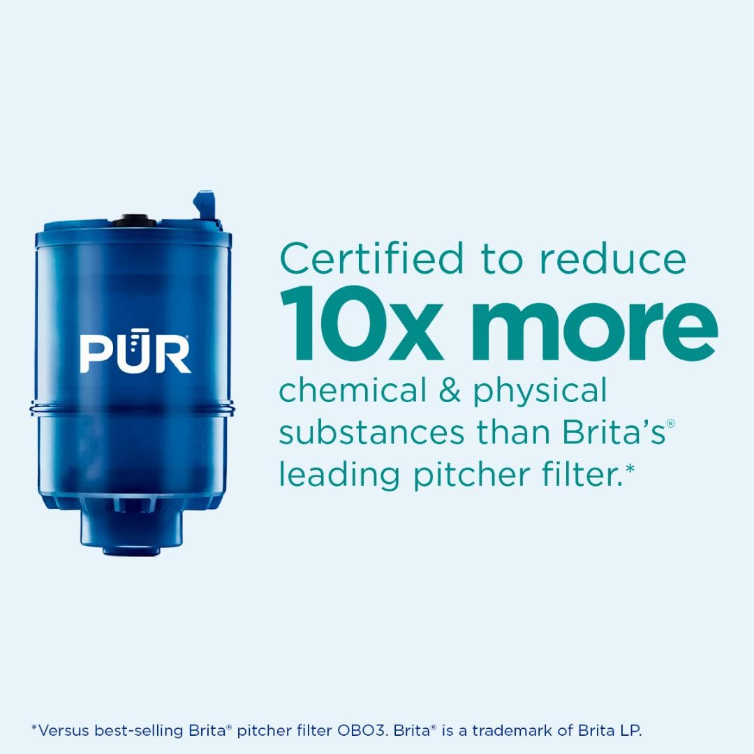 Filtro de Repuesto PUR Azul Potente 3 en 1 con Filtración Mineral Natural y Eliminación de Plomo para Montaje en Llave