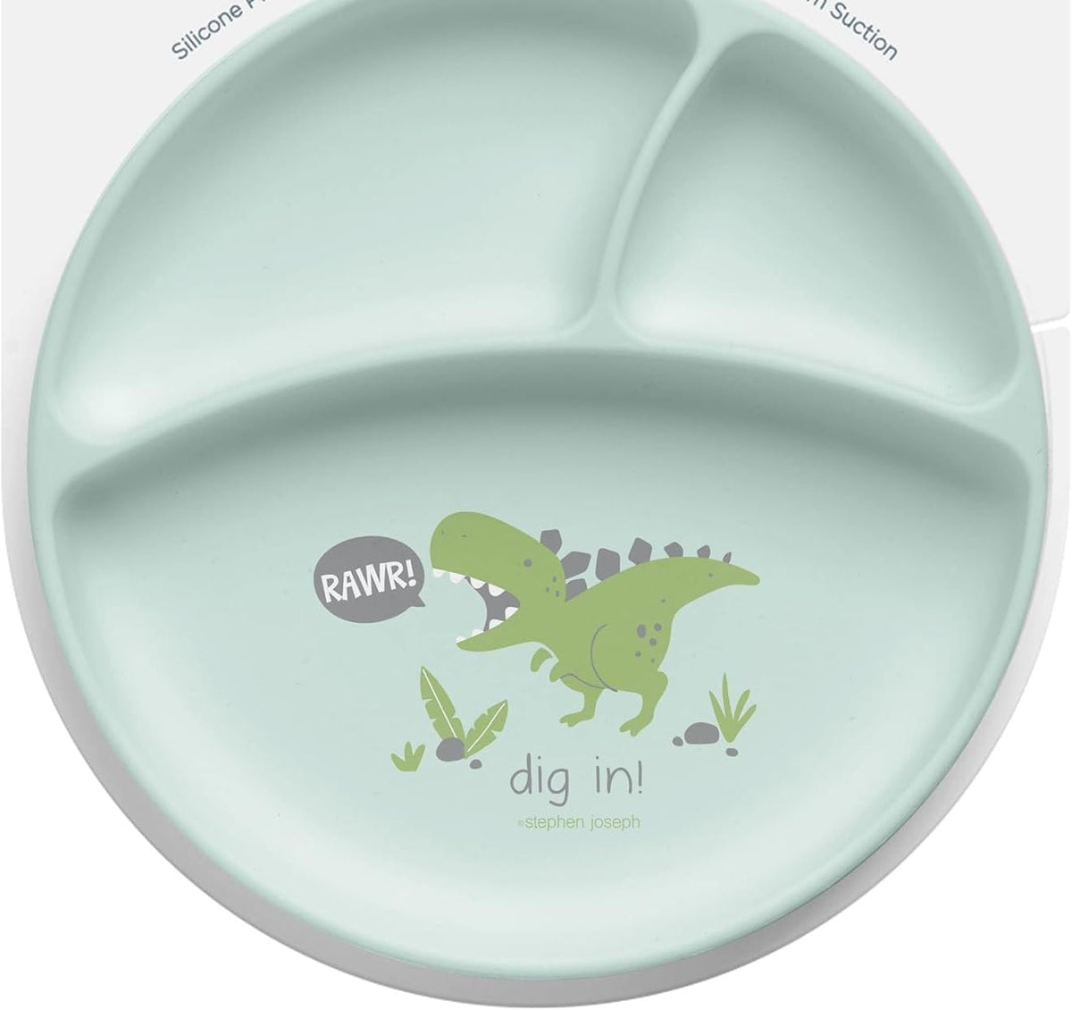 Stephen Joseph - Plato de silicona para bebé, talla única, color Dino