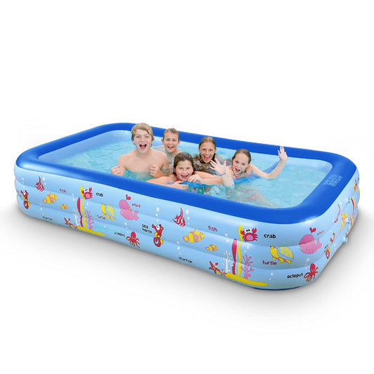 Piscina Inflable Familiar para Niños y Adultos Azul para Jardín y Patio Trasero