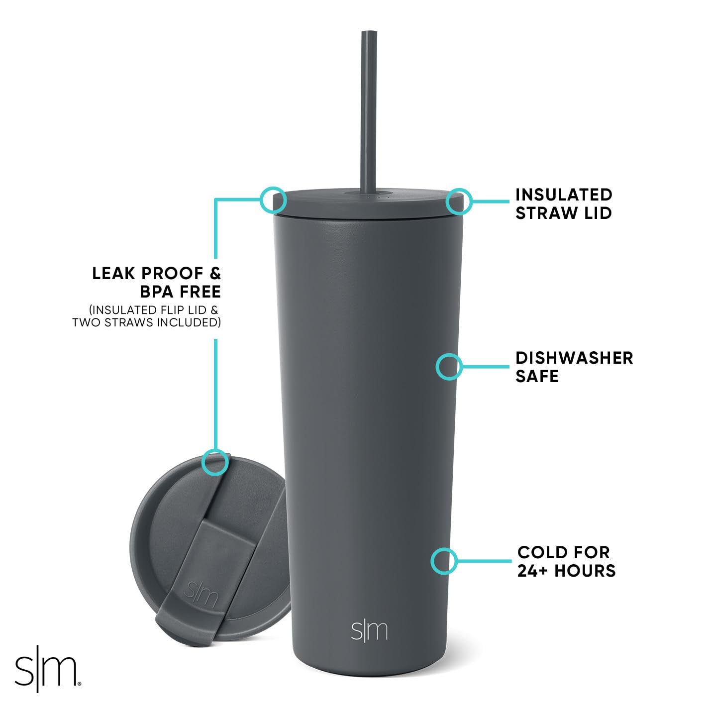 Vaso Térmico Simple Modern Graphite Colección Classic Reutilizable de Acero Inoxidable 710ml