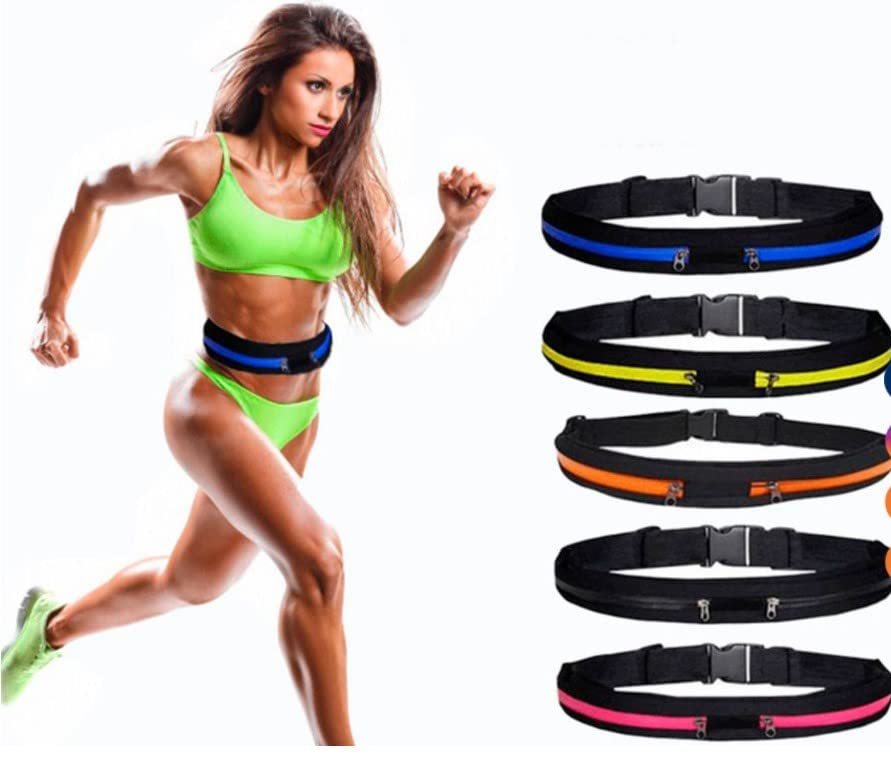 Cangurera Deportiva, Bolsa Deportiva con Cinturón Elástica, Riñoneras Deportivas de Hombres y Mujeres para Correr, Ciclismo, Gimnasio, senderismo, ejercicio al aire libre. (Azul)