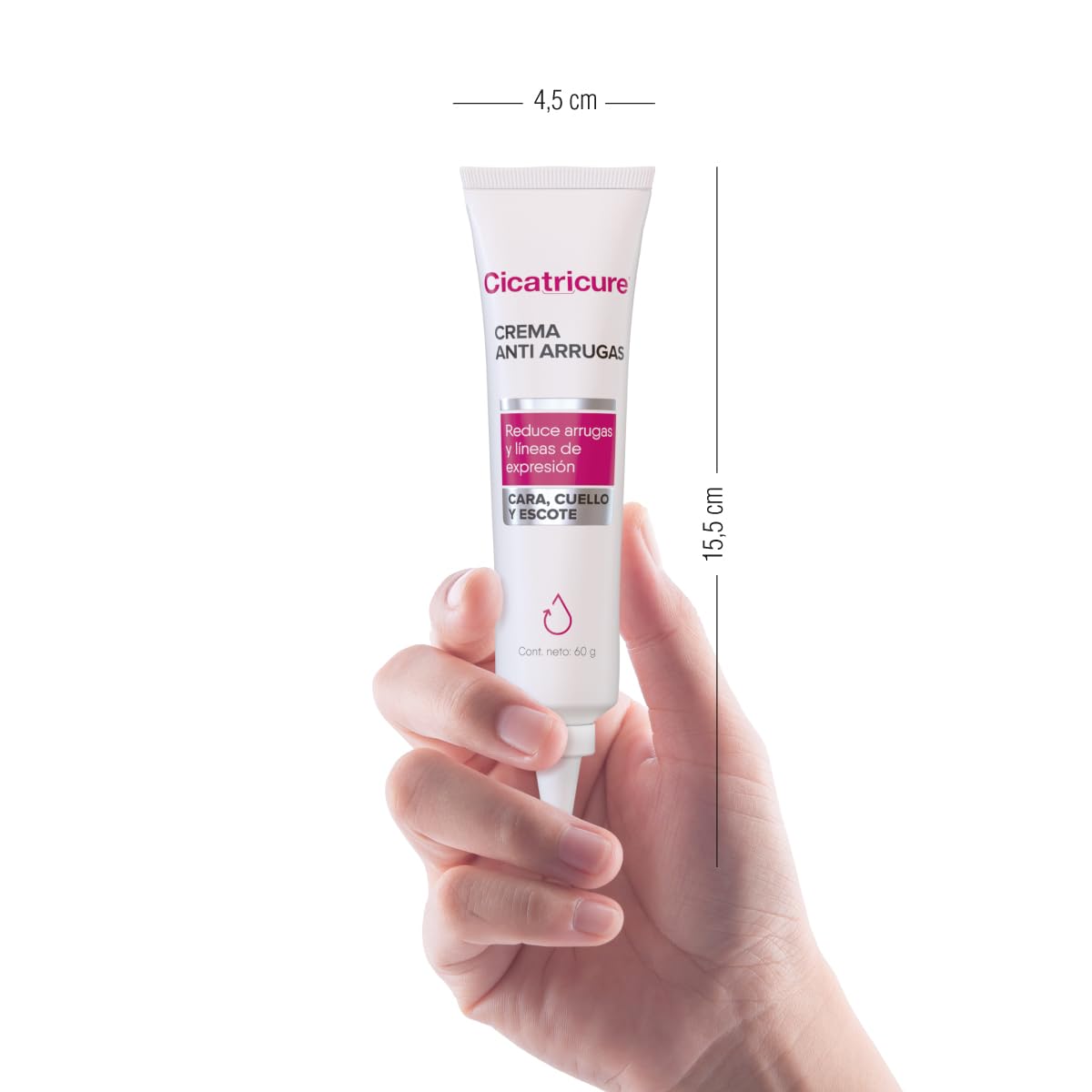 CICATRICURE - Crema Anti-Arrugas. Reduce arrugas y líneas de expresión en cara, cuello y escote, hidrata y contrarresta signos de envejecimiento, presentación de 60g