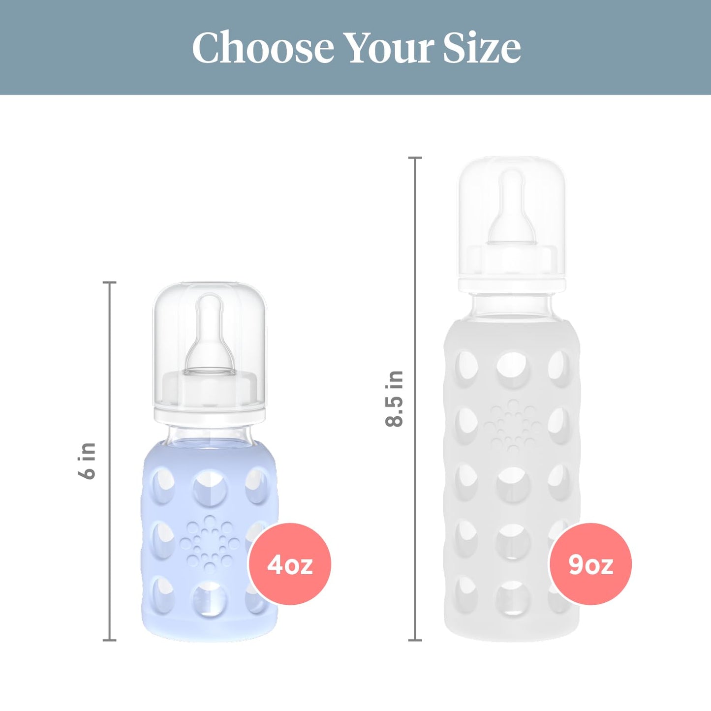 Lifefactory - Biberón de vidrio con pezón de etapa 1 y funda protectora de silicona, 4 onzas
