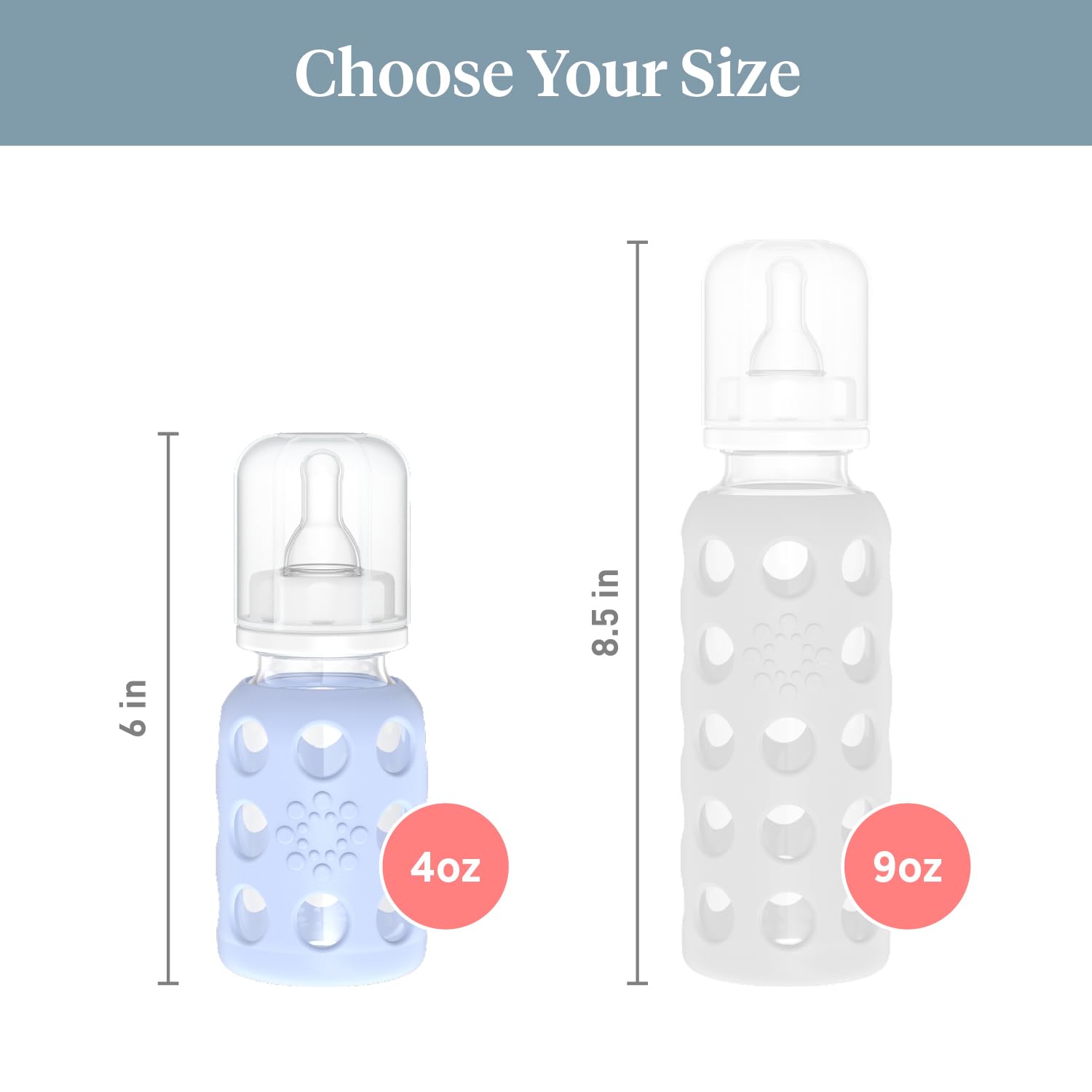 Lifefactory - Biberón de vidrio con pezón de etapa 1 y funda protectora de silicona, 4 onzas