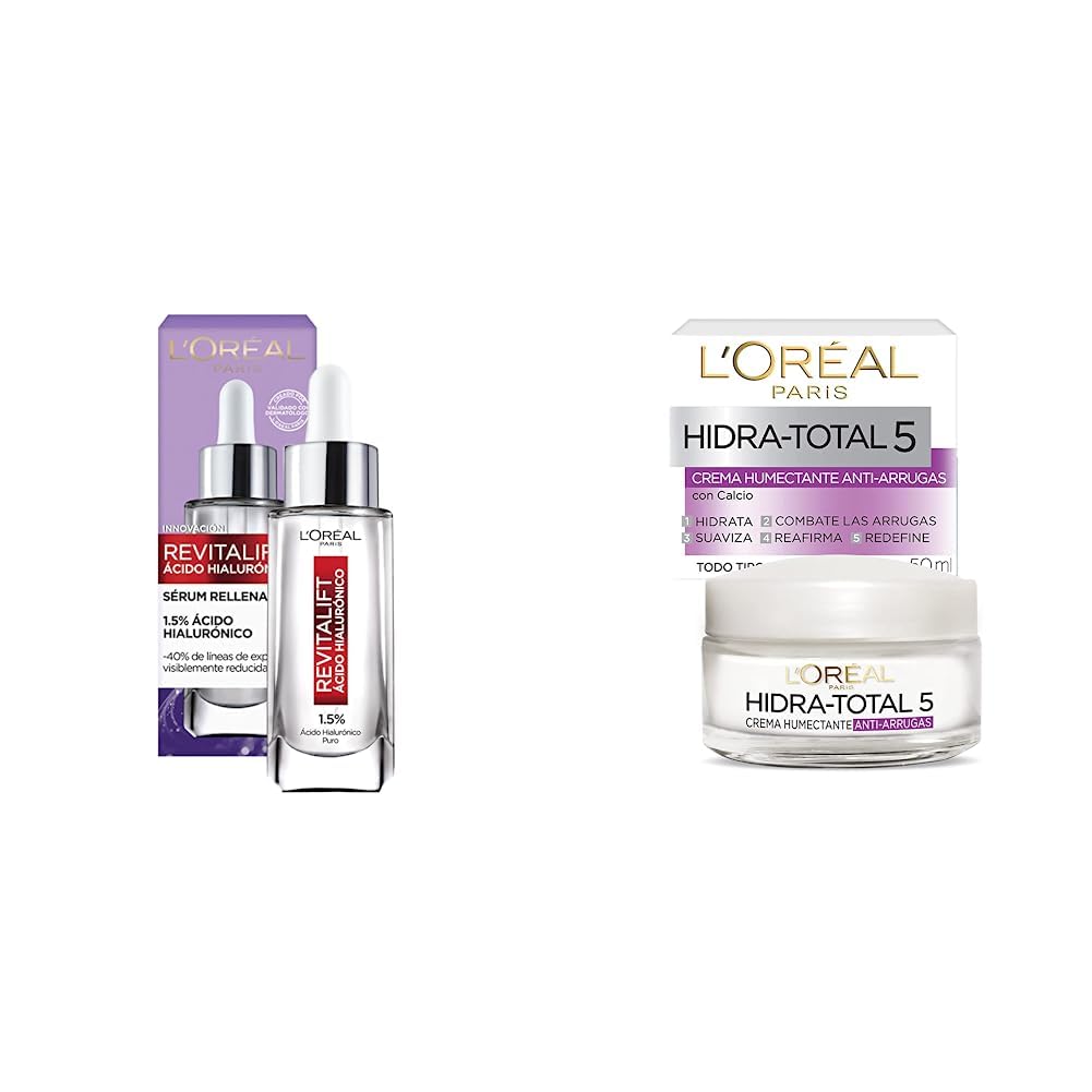 L'Oreal Paris Serum Facial Anti Arrugas Acido Hialuronico Revitalift L'Oreal Paris + Crema Antiarrugas Hidra Total5, 50 ml