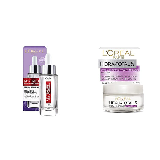 L'Oreal Paris Serum Facial Anti Arrugas Acido Hialuronico Revitalift L'Oreal Paris + Crema Antiarrugas Hidra Total5, 50 ml