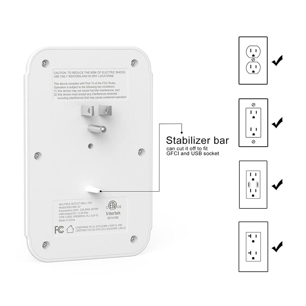 Supresor de Picos de Voltaje Smartbitt Negro con 6 Contactos, 2 Puertos USB Tipo A y 1 Puerto USB Tipo C