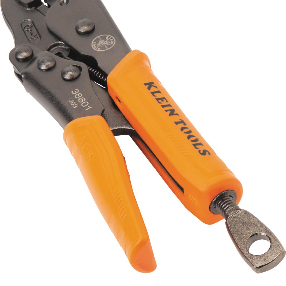 Klein Tools 38665 - Juego de alicates de bloqueo, punta larga de 6 pulgadas, mandíbula curvada de 7 y 10 pulgadas, par alto, puños de topo para sujetar y agarrar 3 piezas