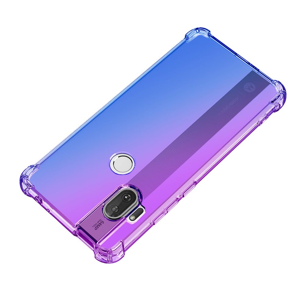 DABUNA Funda para Moto One Hyper Case Uso Rudo,Transparente Colores Degradados Protectora de Cámara Anticaída Carcasa Bumper(Púrpura Azul)