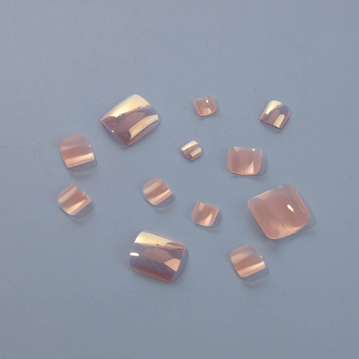 Yheakne Shiny Coffin Press on Toenails Glossy Ballerina Pink Fake Toe Nails Solid Clip on Nails Shimmer Art Full Cover Artificial False ToeNails Tips for Women and Girls 24Pcs (Shimmer Pink)