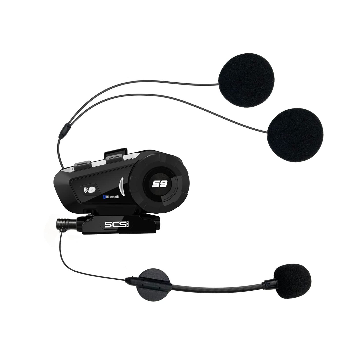 SCSETC S-9 - Casco de motocicleta con Bluetooth de 2000 m, 6 rider intercomunicador, Bluetooth con cancelación de ruido CVC, IP65 impermeable, manos libres/control de voz