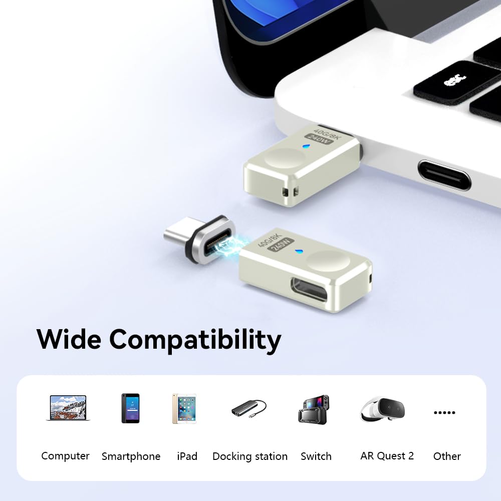 Adaptador Magnético USB Tipo C SHEEAST 40 Gbps Puerto Lateral 240 W 24 Pines para MacBook