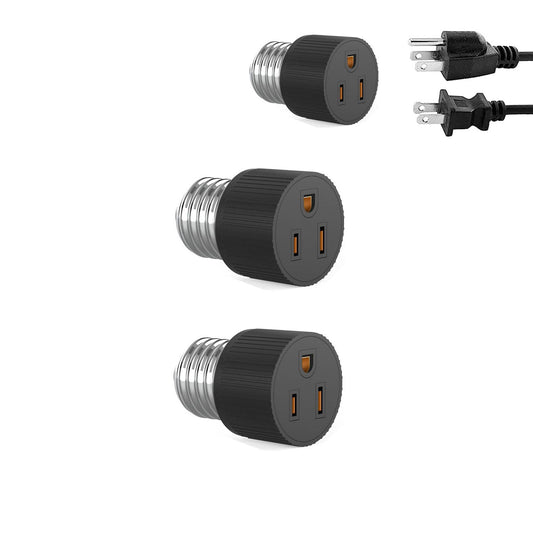 Adaptador de Enchufe de Foco YCSSSD Negro Convertidor de 3 Puntas para Porche y Patio