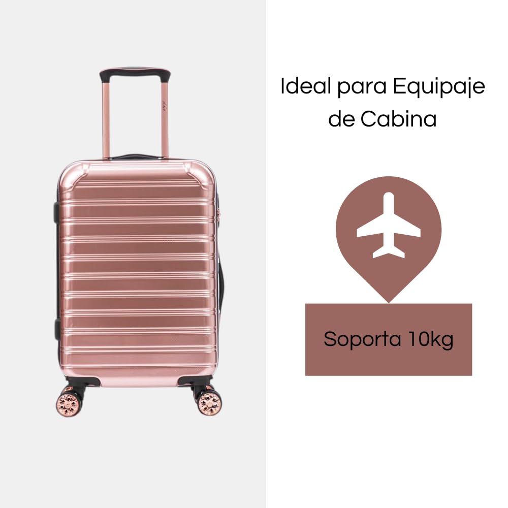Maleta de Mano JONY Carry On Rigida Resistente Ruedas Giratorias 360 Mango Expandible ABS Candado de Seguridad (Rosa Gold)