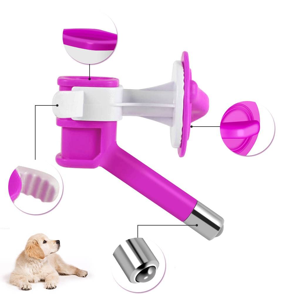 Dog Cat Water Dispenser Automatic Plastic Nozzle Drinker Waterer Hanging Fountain Feeder Pet Watering Supply (Color : Purple)