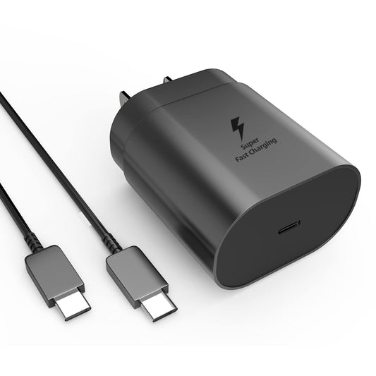 compatible para Samsung Fast Charger Super Type C Charging USB-C Galaxy Accessories Cable Puertos Carga para Android Wall 25W teléfono celular Bloque Adaptador Ladrillo Compatible con Caja de Cable