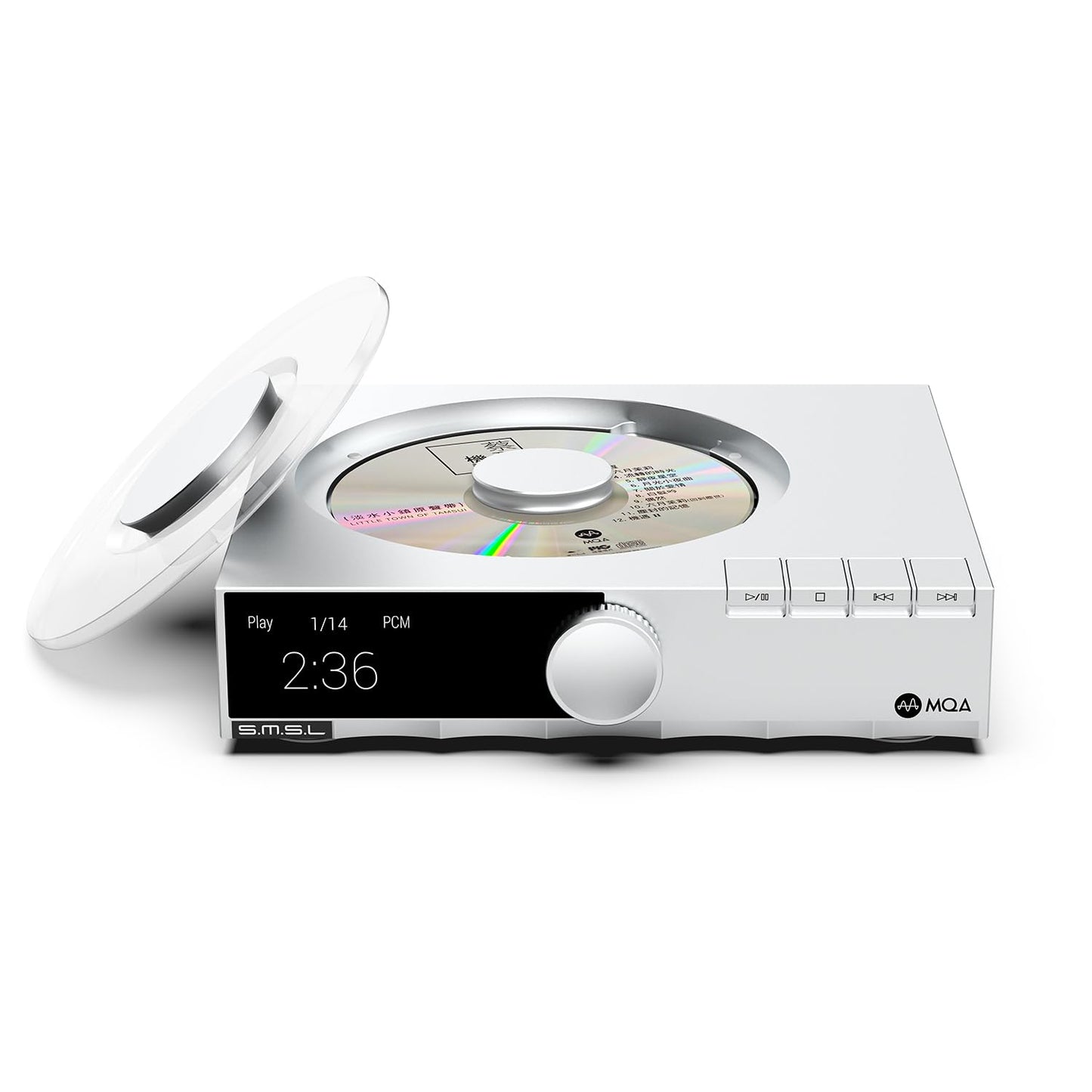 SMSL PL200T CD Player MQA-CD Digital Turntable Hi-Fi Decoder 32bit/768kHz DSD512 Optical/Coaxial/I²S/AES Output Professional Clock Input Home/Studio Audio System Transparent Dust Cover