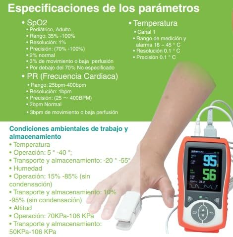 Oxímetro de Pulso Xignal U-Kiss Palm Xignal 3 Parámetros con Sensor Adulto para Uso Humano