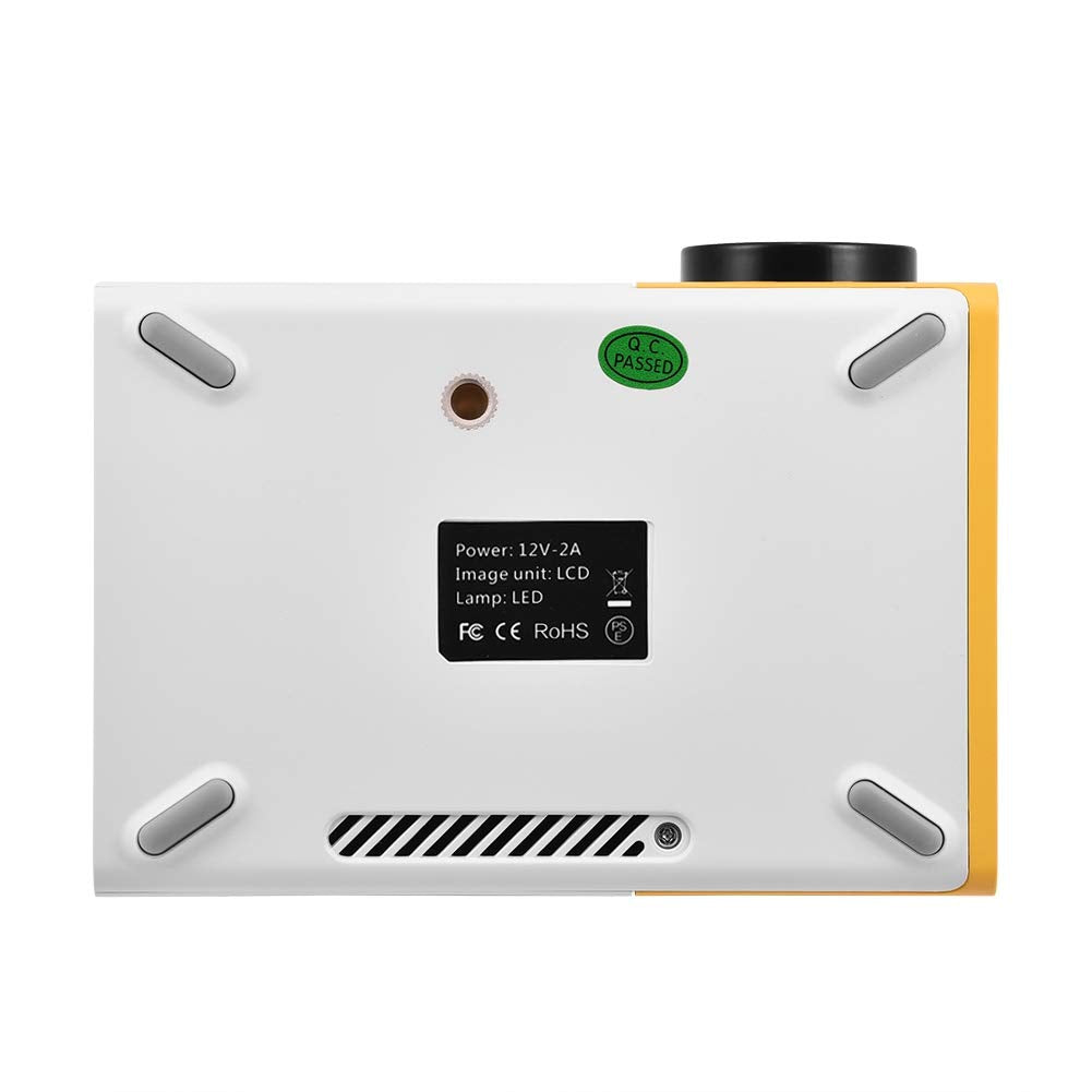 Junluck Mini Proyector Full HD 1080P Vídeo Proyector de Cine en Casa Portátil para Interiores/Exteriores/Fiesta/Camping Compatible con Laptop/PC/Smartphone/HDMI/VGA/USB/AV(Blanco + Amarillo)