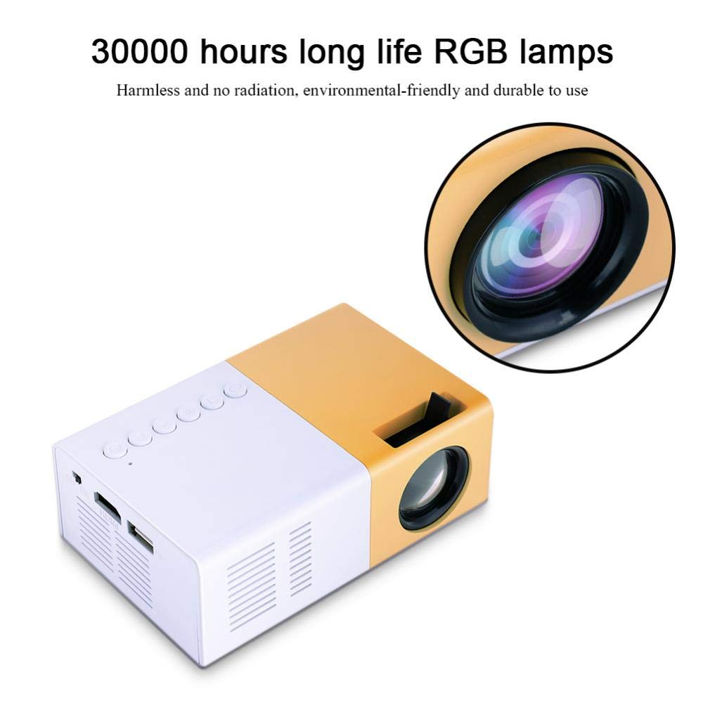 de películas Mini HD, Elegante portátil de Cine en casa Compatible con 720P, Pantalla 1080P, Reproductor Multimedia HDMI Adecuado para recreación(Nosotros)