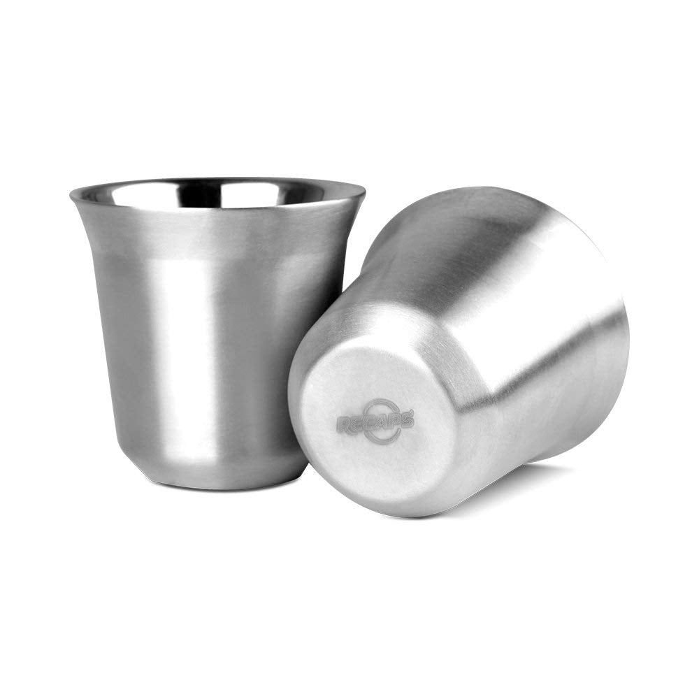 Set de Tazas de Café Espresso RECAPS Acero Inoxidable Doble Pared