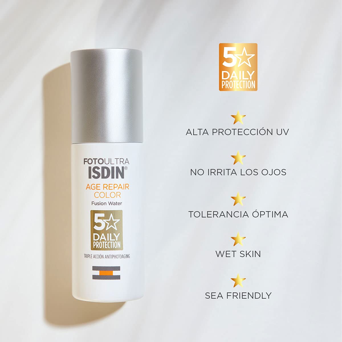 ISDIN Isdinceutics vital eyes, crema contorno de ojos antiarrugas,15 ml + FotoUltra Age Repair Fusion Color Water SPF 50 - Protector solar facial de fase acuosa,con color, 50 ml