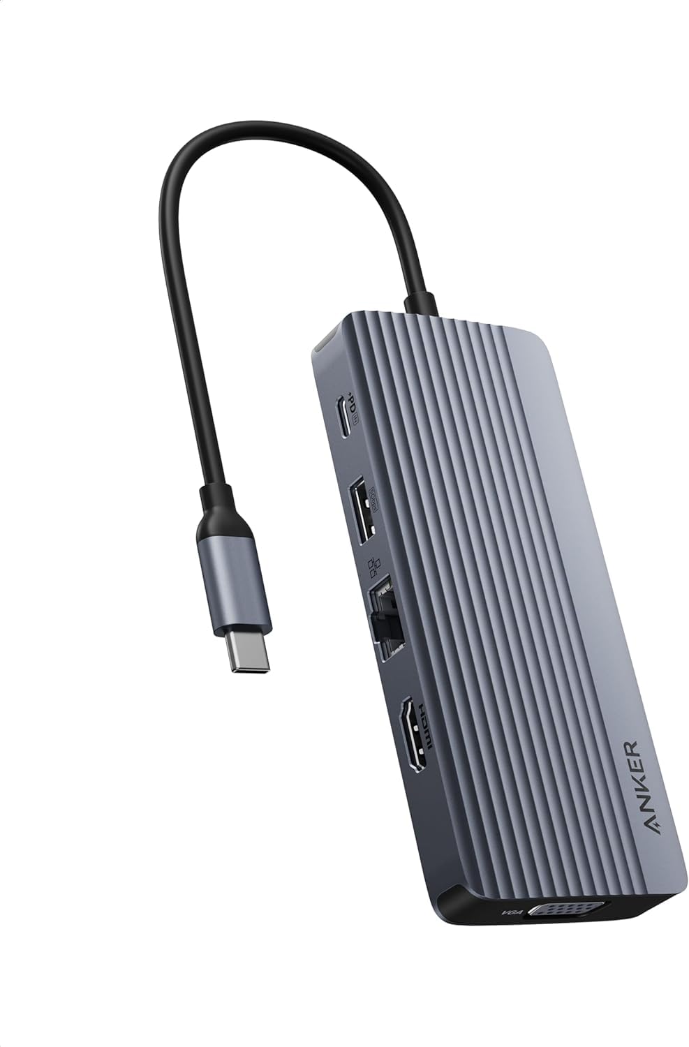 Concentrador USB C Anker 10 en 1 Gris con HDMI 4K y VGA para Dell XPS